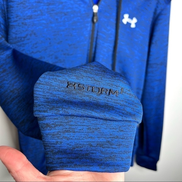Under Armour Storm Blue Heathered Full Zip Hooded Jacket Sweatshirt Size Small - Picture 4 of 13